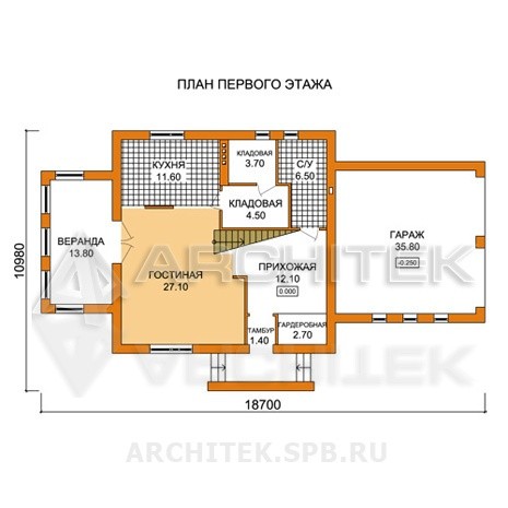 A-007-3P Проект дома из газобетона с гаражом на 2 машины и мансардой «Элегант-2»