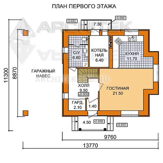 A-007-8P проект маленького дома с мансардой и эркером