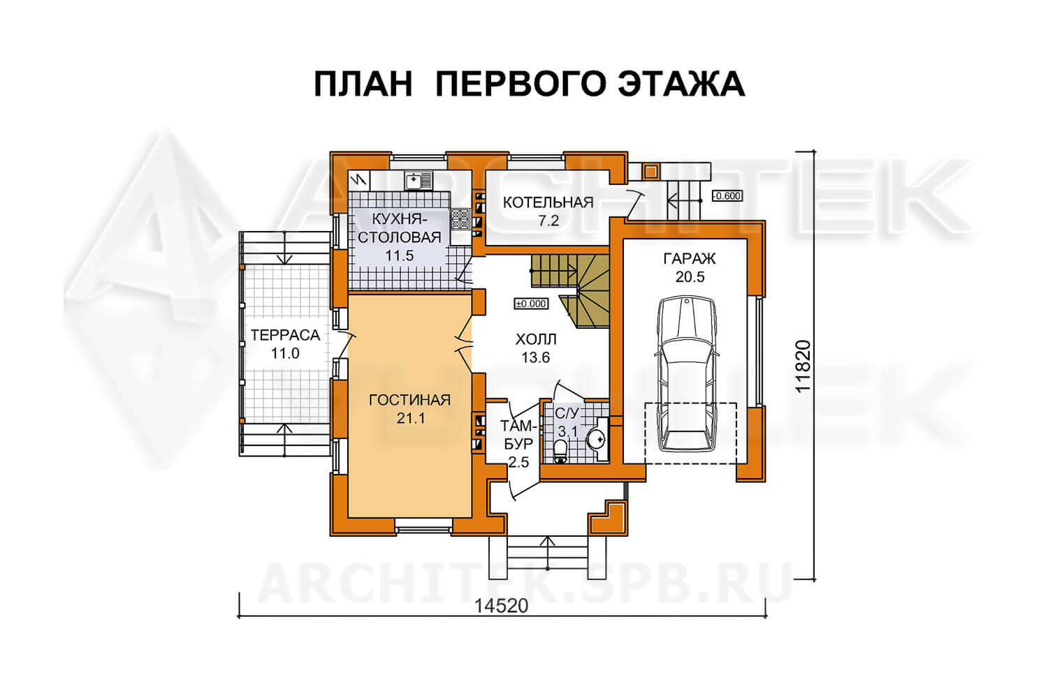 A-008-6-3P проект современного дома из газобетона с гаражом и односкатной крышей «Лидер-2010-3»