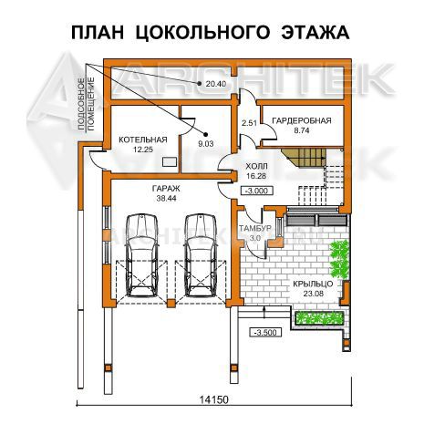 A-021-F проект каркасного дома на склоне «Панорама»