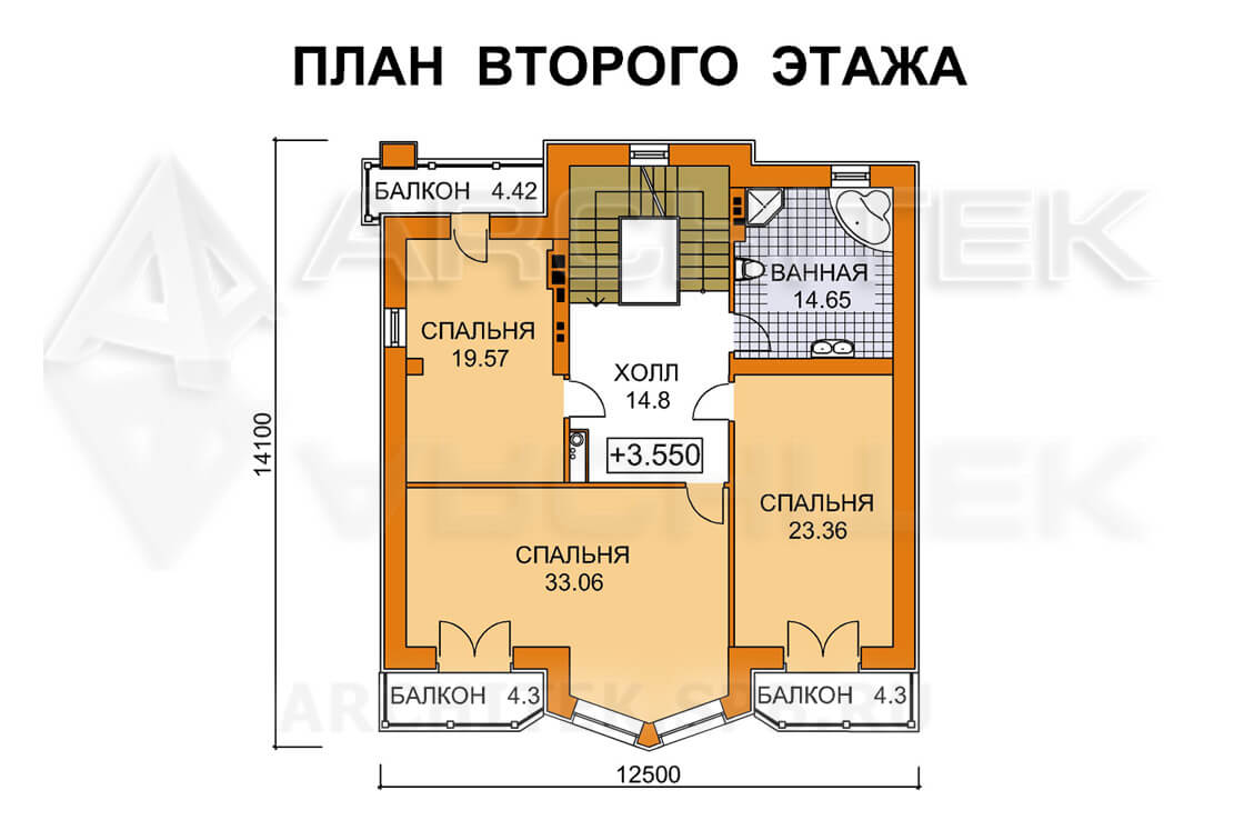 A-024-3K проект дома из кирпича на склоне с террасой «Эдвард-2»
