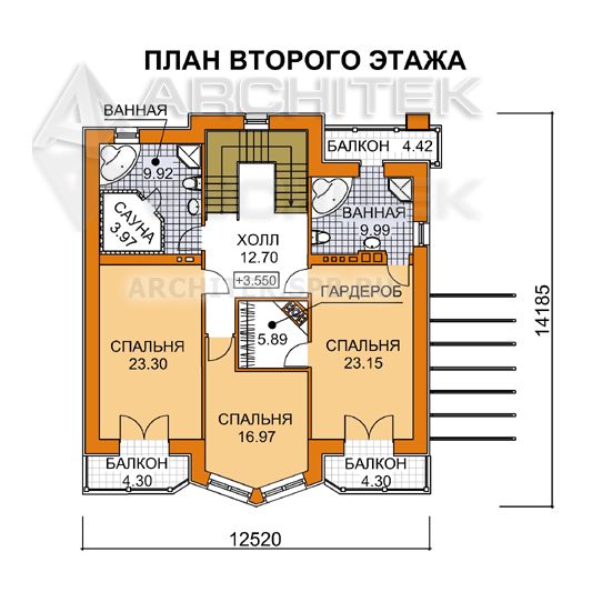 A-024-K проект кирпичного дома на склоне с гаражом на 2 машины «Эдвард-1»