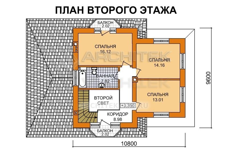 A-035-3P Проект двухэтажного дома из пеноблоков с террасой «Павел-2»
