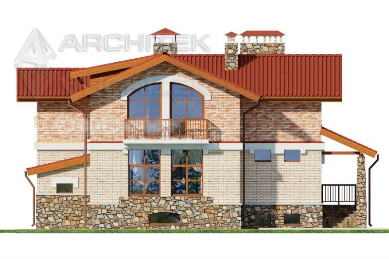 A-043-K Проект дома из кирпича с цокольным этажом и мансардой «Карина»
