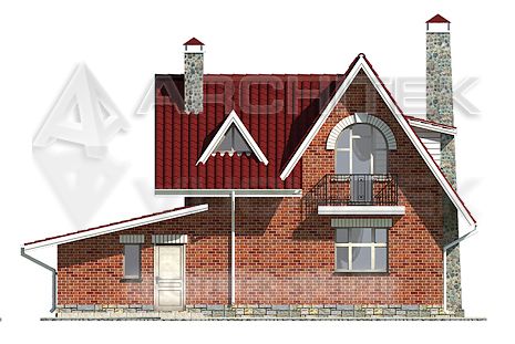 A-061-P Проект маленького дома из пеноблоков с мансардой и гаражом «Сказка»