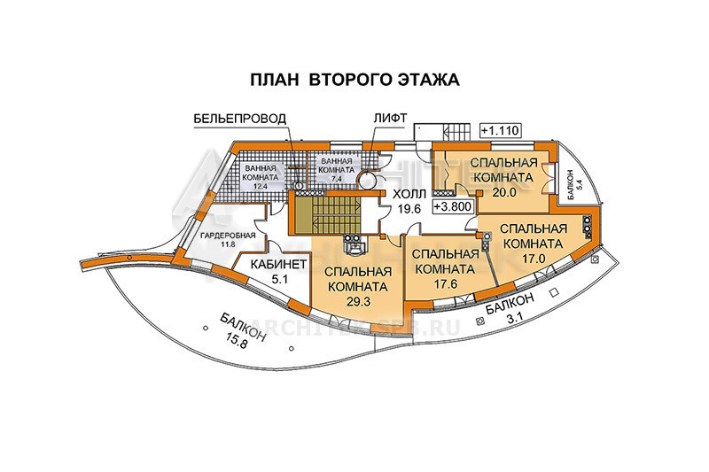 A-068-P Проект дома в стиле хай-тек с бассейном и террасой