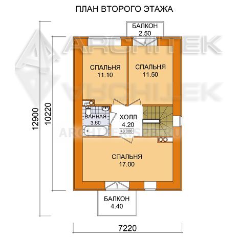 A-070-K Проект небольшого дома из кирпича для участка 6 соток «Альба*»