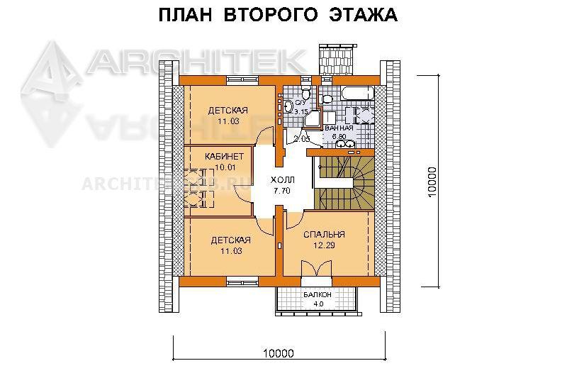 A-079-2P Проект энергоэффективного дома из газобетона 10х10 с мансардой «Универс-3»