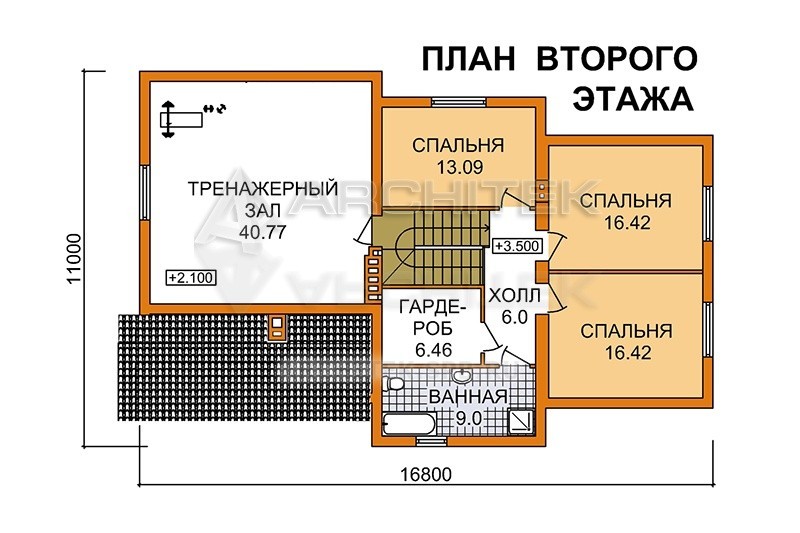 A-086-P Проект дома из газобетона с гаражом, мансардой, эркером, сауной, террасой