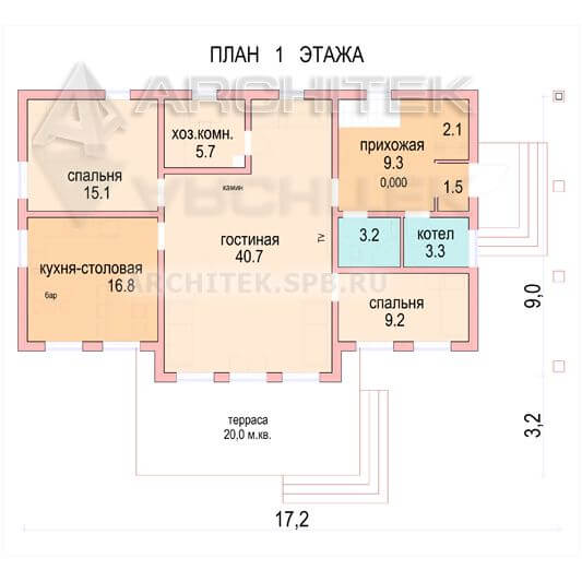 D-062-D проект дома из бруса с мансардой, балконом, террасой