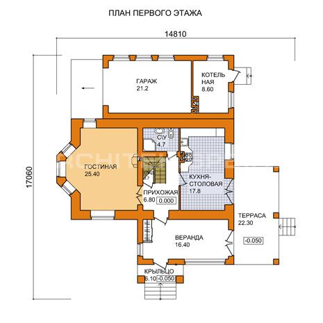 G-002-2K Проект кирпичного дома с мансардой, гаражом, эркером, верандой, террасой