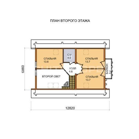 G-008-2D Проект дома из дерева с мансардой, балконом, сауной, верандой, террасой, вторым светом