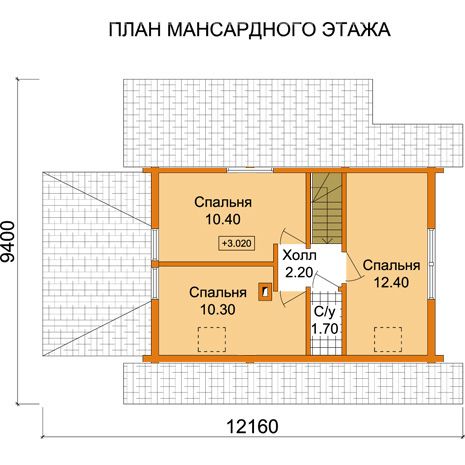 G-016-1D Проект деревянного дачного дома эконом класса из бревна с мансардой 8х12