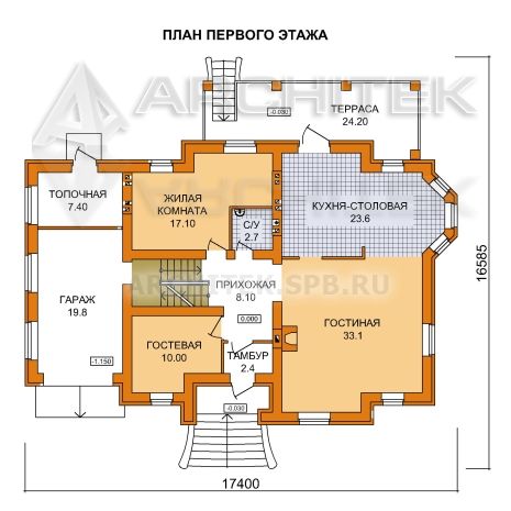 G-018-1P Проект дома из газобетона с цокольным этажом, мансардой, гаражом