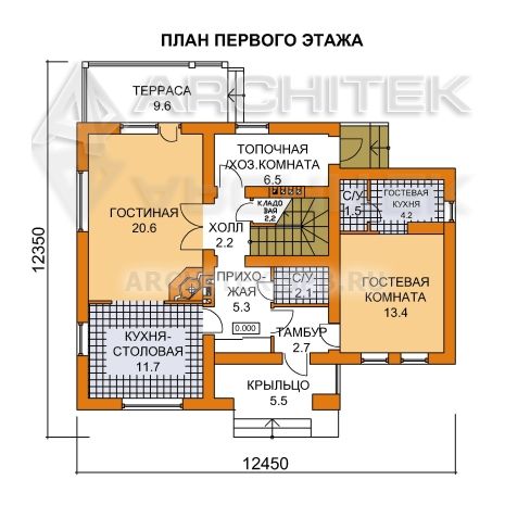 G-028-3P Проект небольшого дома из газобетона с мансардой, балконом