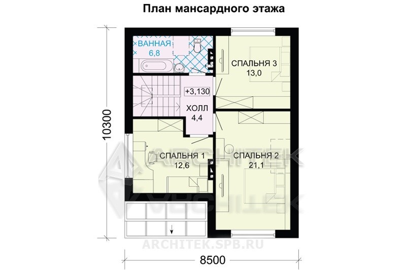 G-032-4P Проект коттеджа из газобетона с мансардой