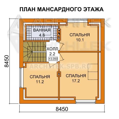 G-032-P Проект маленького простого дома из газобетона с мансардой «Арника»