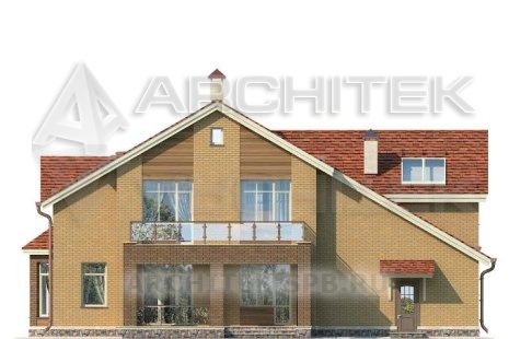 G-045-2P Проект дома из газобетона с гаражом, мансардой, баней, террасой