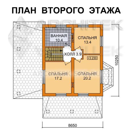 G-049-1P Проект дома из пеноблоков с мансардой, эркером, террасой, навесом