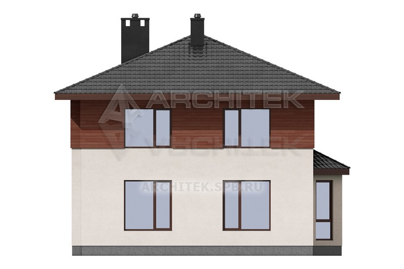 G-061-2P Проект двухэтажного дома из газобетона с эркером, террасой 9.9х10.8