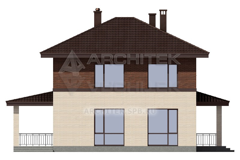 G-065-P Проект дома из газобетона с террасой 10х10