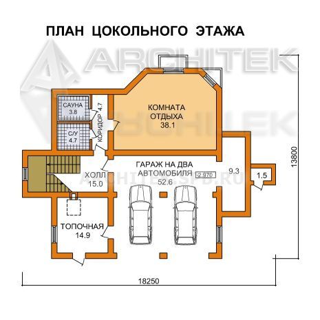 G-066-P Проект дома из пеноблоков с мансардой, цокольным этажом, гаражом, баней