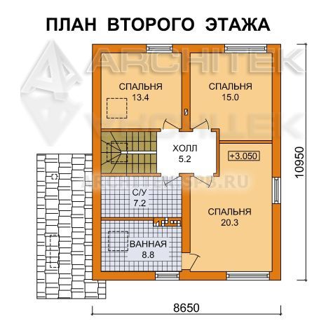 G-067-P Проект простого дома из пеноблоков с мансардой