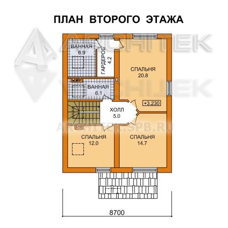 G-068-1P Проект простого дома из пеноблоков с мансардой и гаражом-навесом