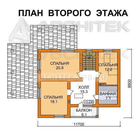 G-070-2P Проект простого дома из пеноблоков с мансардой и гаражом-навесом