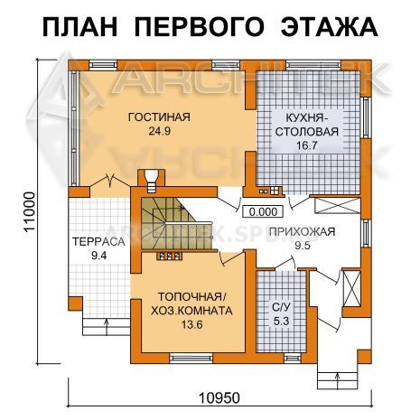 G-076-P Проект современного дома из газобетона с мансардой, вторым светом, террасой 11х11