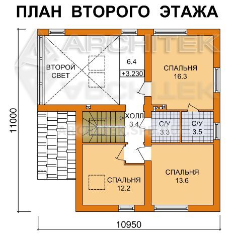 G-076-P Проект современного дома из газобетона с мансардой, вторым светом, террасой 11х11
