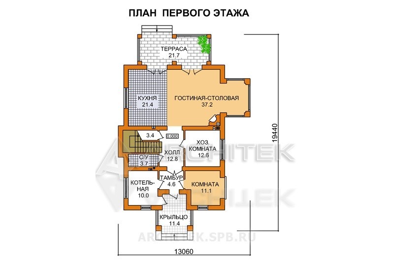 G-083-3P Проект двухэтажного дома из газобетона с эркером, балконом, террасой