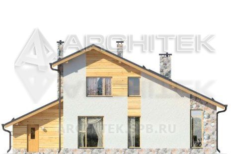 G-089-1P Проект дома из газобетона с мансардой, гаражом, вторым светом