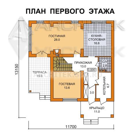 G-089-P Проект дома из газобетона с мансардой, вторым светом, террасой