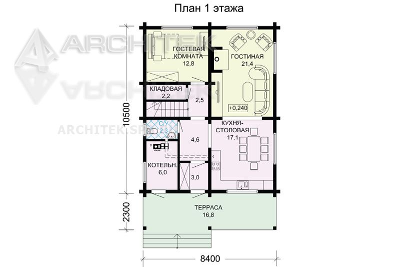 G-092-3D Проект небольшого коттеджа из бруса