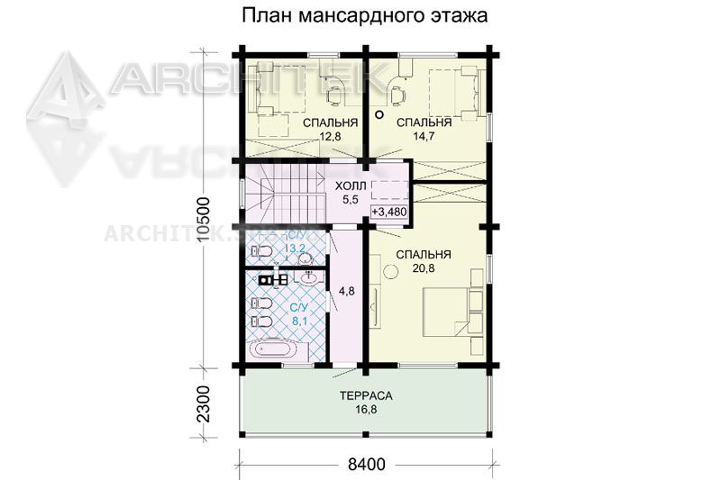 G-092-3D Проект небольшого коттеджа из бруса