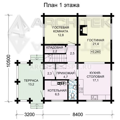 G-092-D Проект небольшого дома из бруса с мансардой