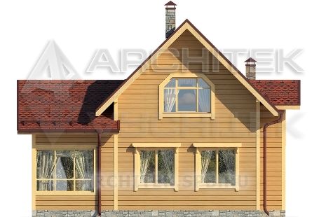 G-096-D Проект дачного маленького деревянного дома из бруса с мансардой, верандой 9х10