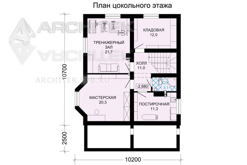 G-110-1D Проект коттеджа из бруса с мансардой и цокольным этажом
