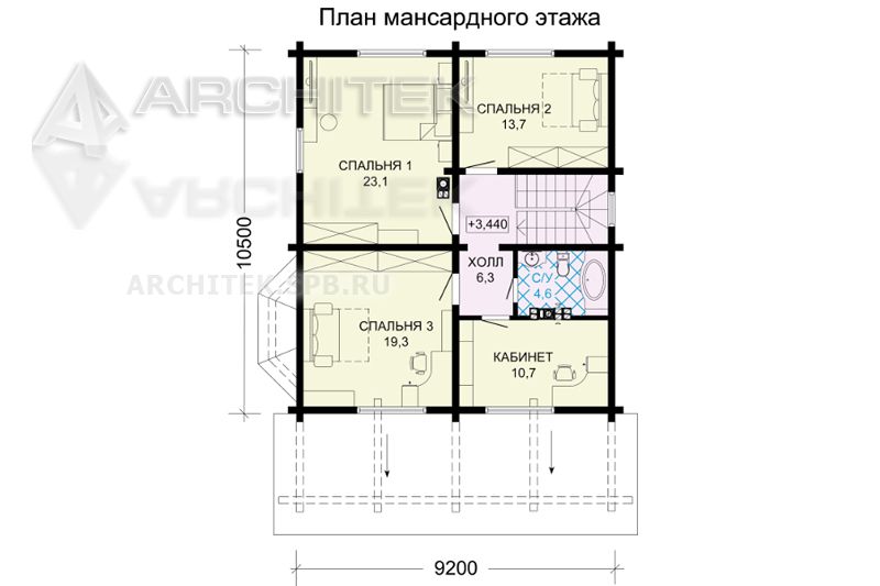 G-110-1D Проект коттеджа из бруса с мансардой и цокольным этажом