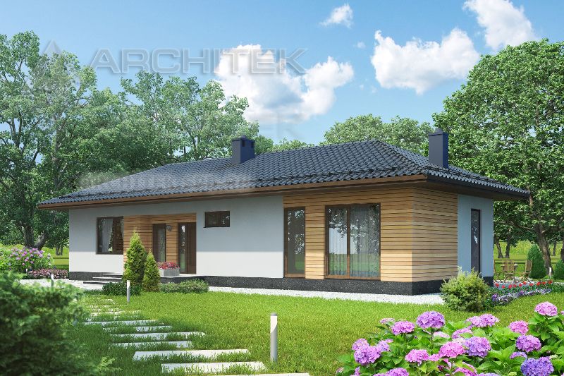 G-114-1P Проект маленького простого одноэтажного дома из пеноблоков
