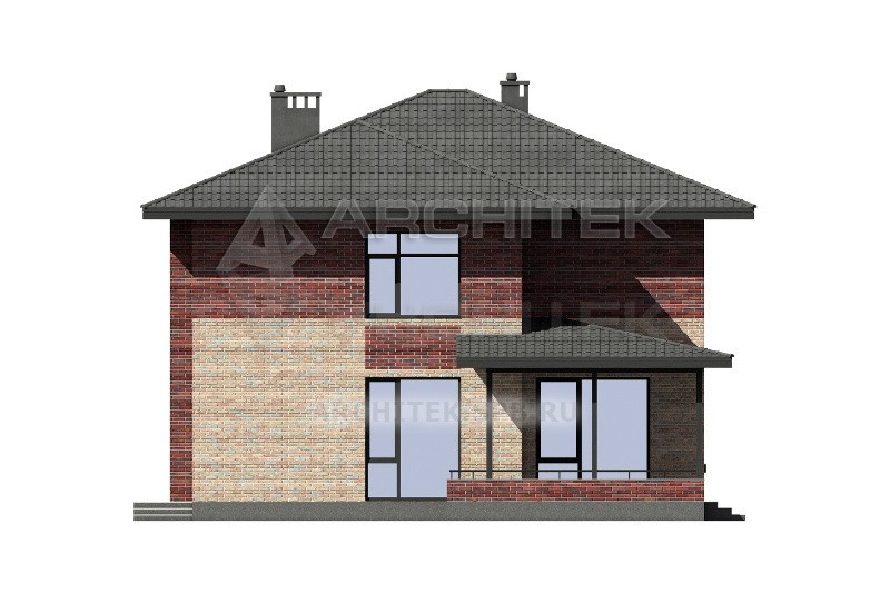 G-122-11P Проект двухэтажного дома из газобетона с террасой 11.7х14