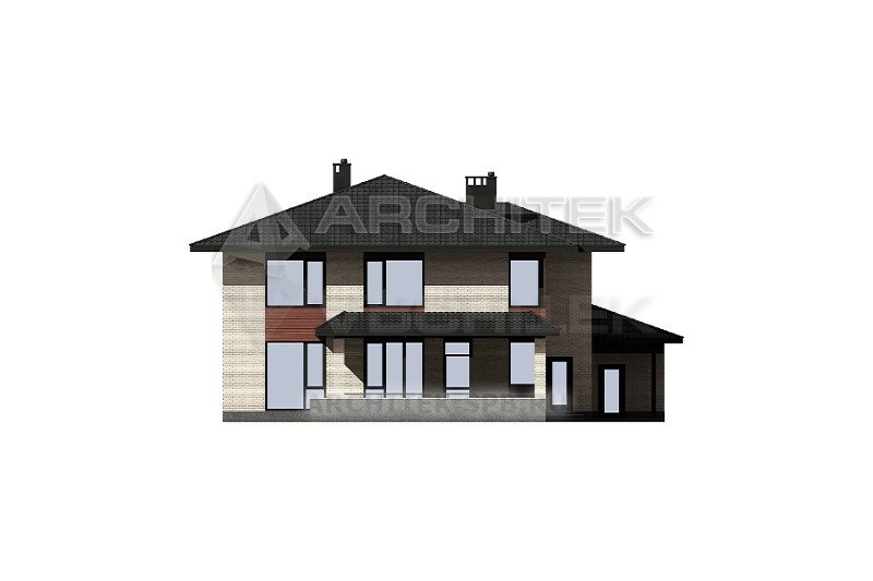 G-122-12P Проект дома из газобетона с гаражом и крытой террасой 15.2х23.4