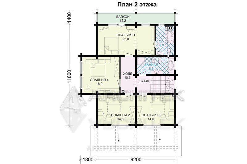 G-126-1D Проект дома из бруса с мансардой, эркером, террасой, балконом