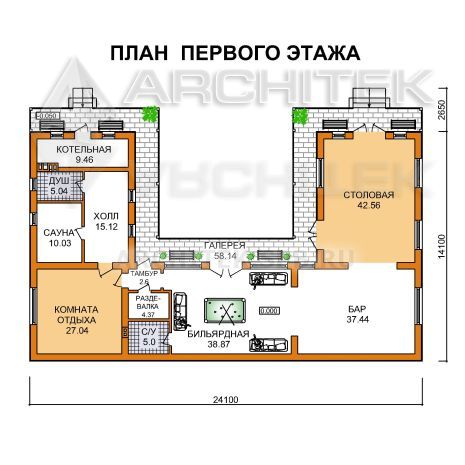 J-015-P проект банного комплекса из пеноблоков