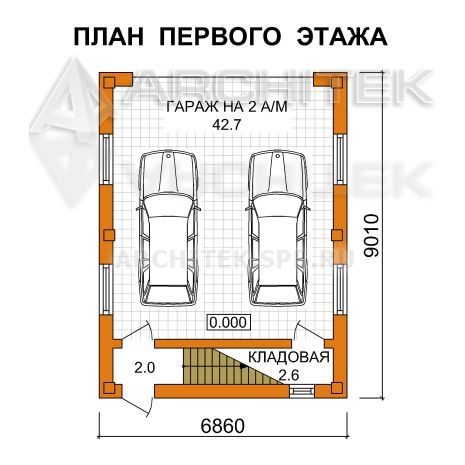 J-017-P проект гаража из пеноблоков с мансардой
