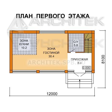 J-019-P проект современного дома из пеноблоков с плоской крышей и балконом