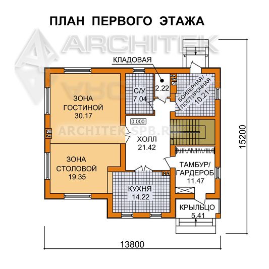 J-035-P проект простого двухэтажного дома из пеноблоков с балконом