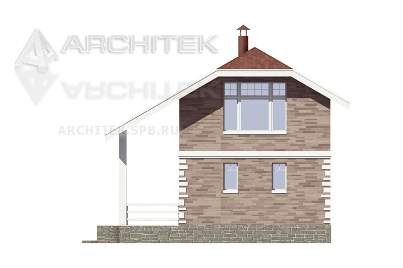 J-036-P проект бани из пеноблоков c жилыми комнатами и барбекю