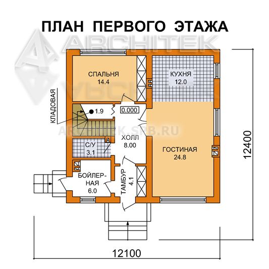 J-037-P проект небольшого современного дома из газобетона с балконом